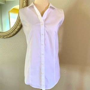 TALBOTS Sz 10P White Sleeveless button SHIRT NWOT